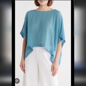 Eileen Fischer 100% SILK NWT Elegant Blue Women's Top Xs